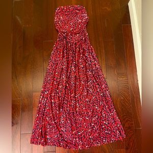 Red Patterned Sleeveless Maxi Dress - Size Small/Medium. Brand Unknown.